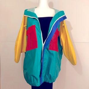 Vintage color block raincoat